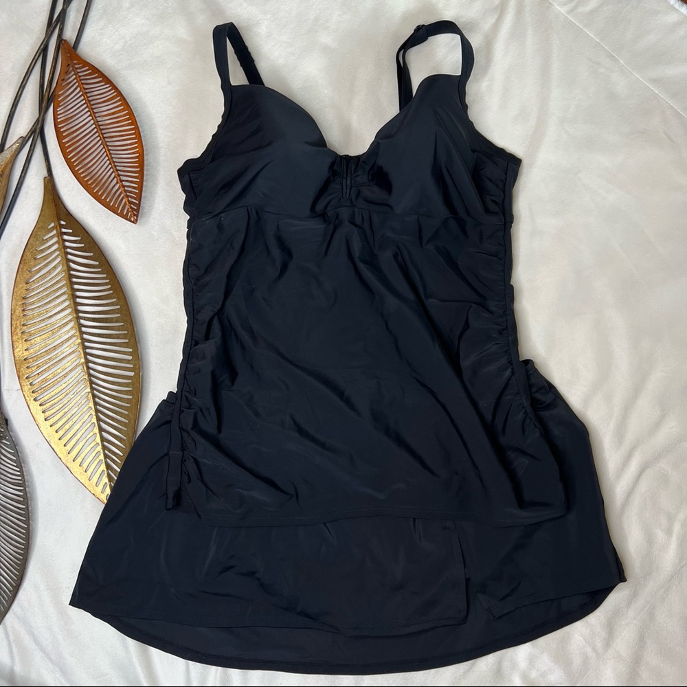 SWIM By CACIQUE Black Two Piece Skirt Swimsuit